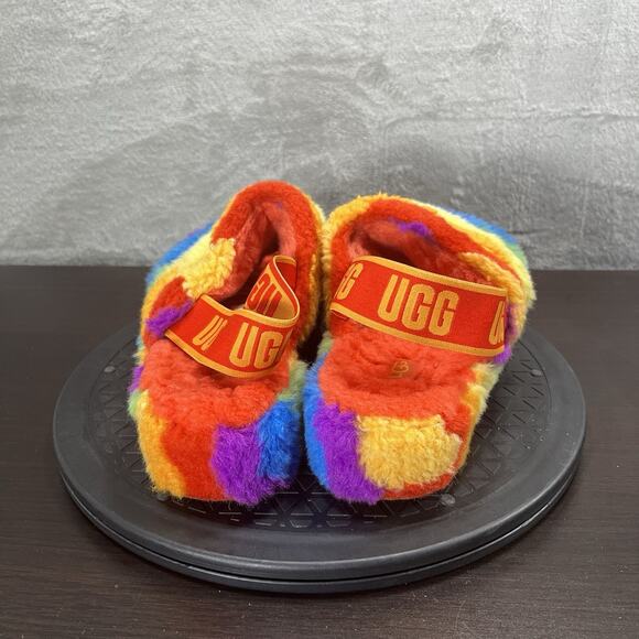 UGG Fluff Yeah Womens Size 8 Slide Rainbow Slide Slip On Comfort Slippers - Picture 4 of 10